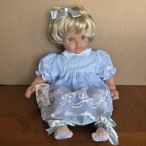 Vintage Lissi Batz Bonnie Doll Blonde Blue Eyes West Germany Vinyl Cloth Tag 18"